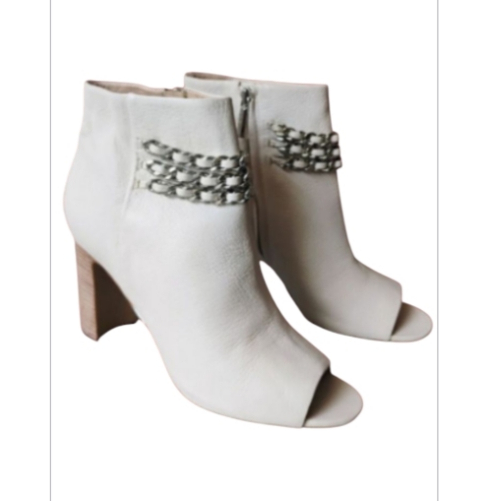 New Karl Lagerfield Open Toe Leather Booties in Bone sz 10M